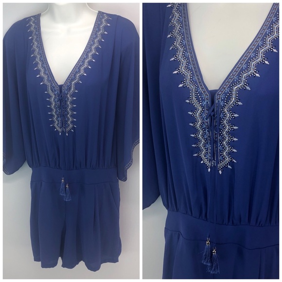 White House Black Market Blue Romper with pockets in Excellent Condition - Picture 4 of 11
